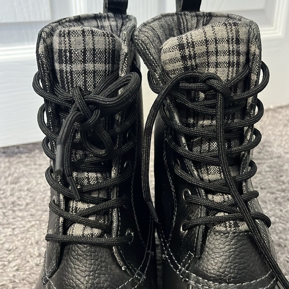 Sporto Women's Rain Boots Black Gray Plaid Rain Lace Up - Picture 5 of 8